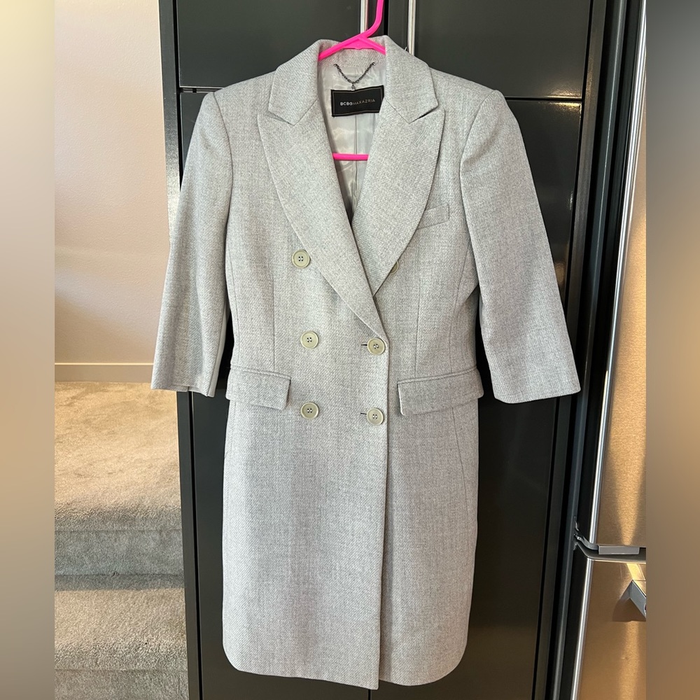 BCBG MAXAZRIA GREY COAT SIZE XXS LIGHT HEATHER GREY